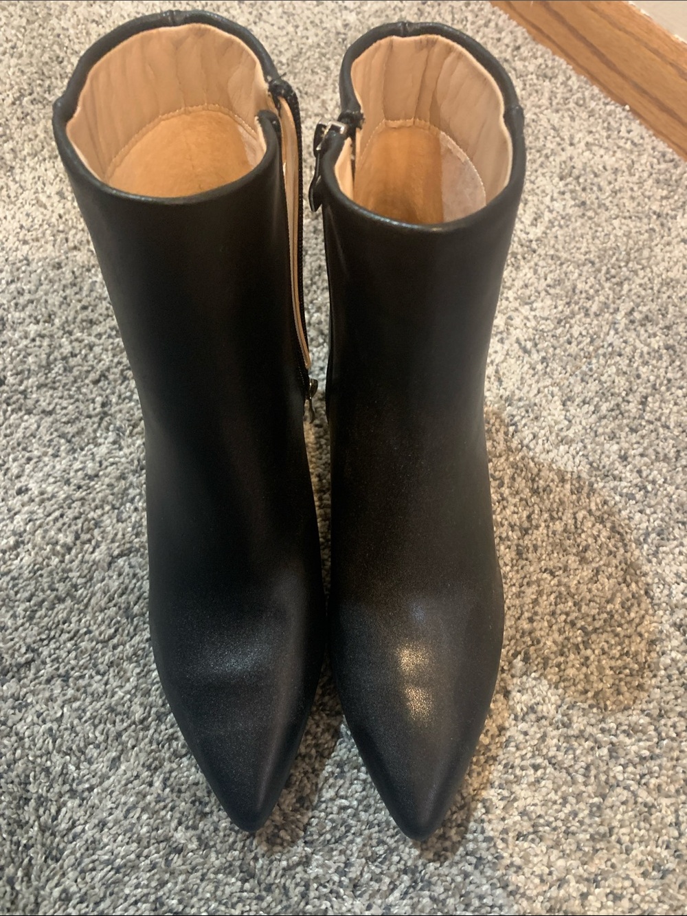 Women's Black Pointed Toe Ankle Booties with Side Zip